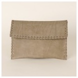 Moroccan Grey Leather Folded Envelope Clutch